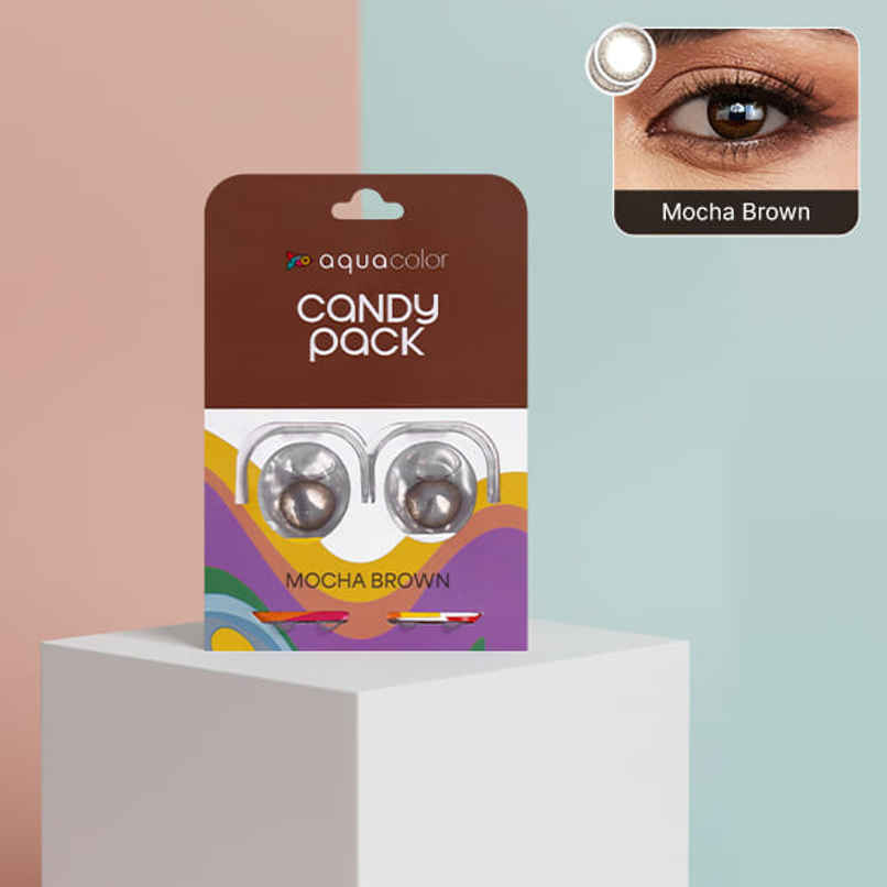 Aquacolor Daily Disposable Contact Lens- Mocha Brown (2 Lens Candy Pack) | Zero Power Aquacolor Daily Disposable Contact Lens- Mocha Brown (2 Lens Candy Pack) | Zero Power