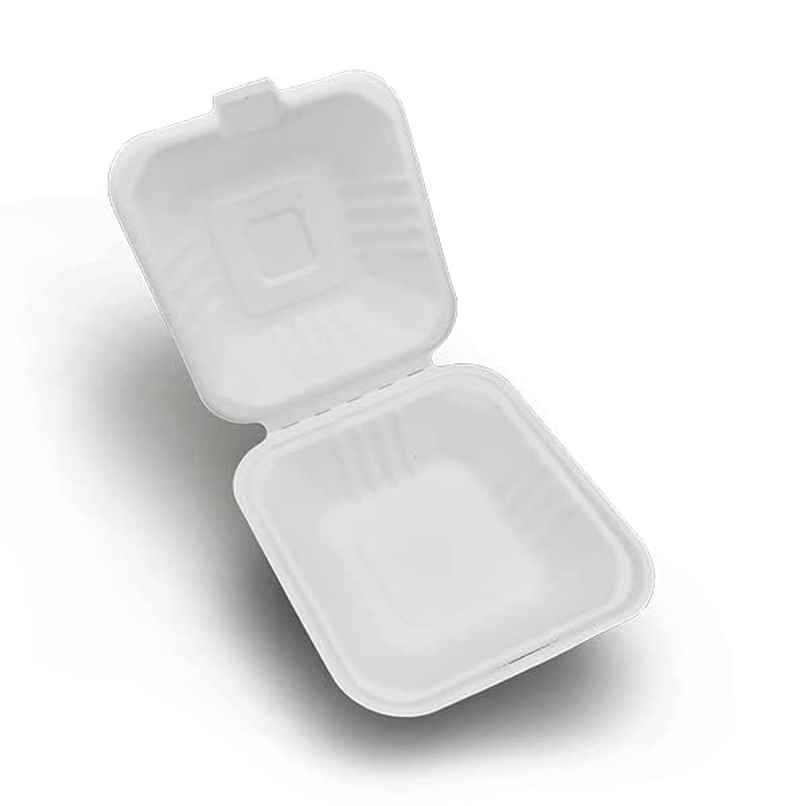 Sugarcane Fiber Pulp Square Clamshell Box | Tempware Sugarcane Fiber Pulp Square Clamshell Box | Tempware