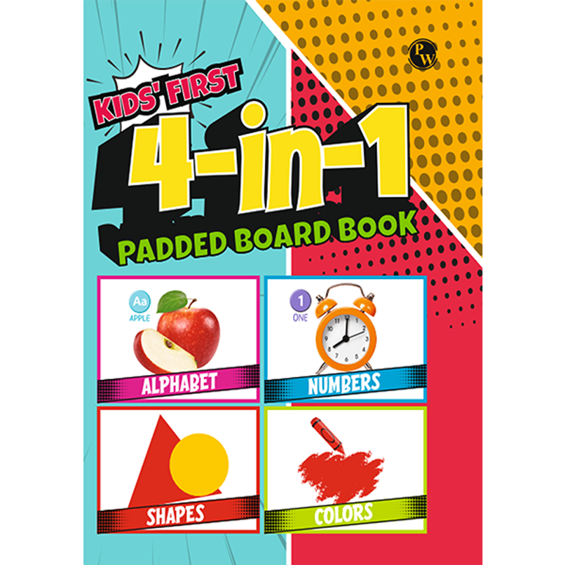 Kids' First 4 In 1 Board Book L Colors, Shapes, Alphabet, Numbers L Early Learning