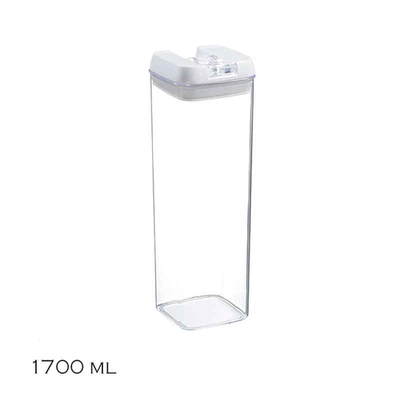 Tex-Ro White Cap Airtight Plastic Grocery Container For Kitchen Organizer - Pack Of 4