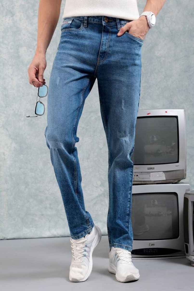 The Indian Garage Co Men s | G-101-Slim Fit Jeans Solid Street Jeans | Light Blue | 36