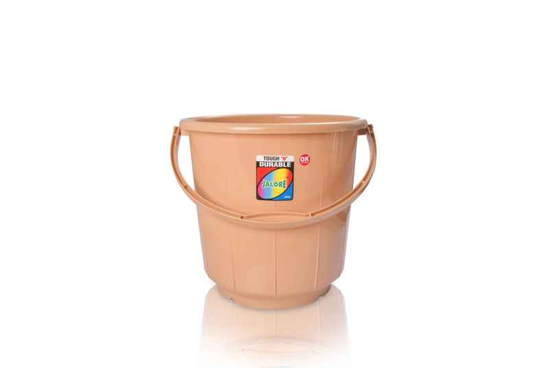 Jalore Opaque Plastic Bucket With Plastic Handle | Beige |16 L Jalore Opaque Plastic Bucket With Plastic Handle | Beige |16 L