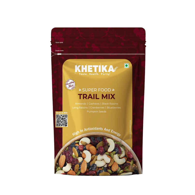 Khetika Trail Mix Dry Fruit- Almonds, Cashews, Cranberries, Blueberries, Black Raisin, Long Raisin, Pumpkin seeds Khetika Trail Mix Dry Fruit- Almonds, Cashews, Cranberries, Blueberries, Black Raisin, Long Raisin, Pumpkin seeds
