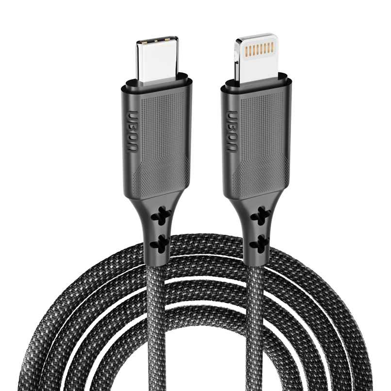 UBON 2mtr 27W Fast charging Type C to Lightening Braided Cable UBON 2mtr 27W Fast charging Type C to Lightening Braided Cable