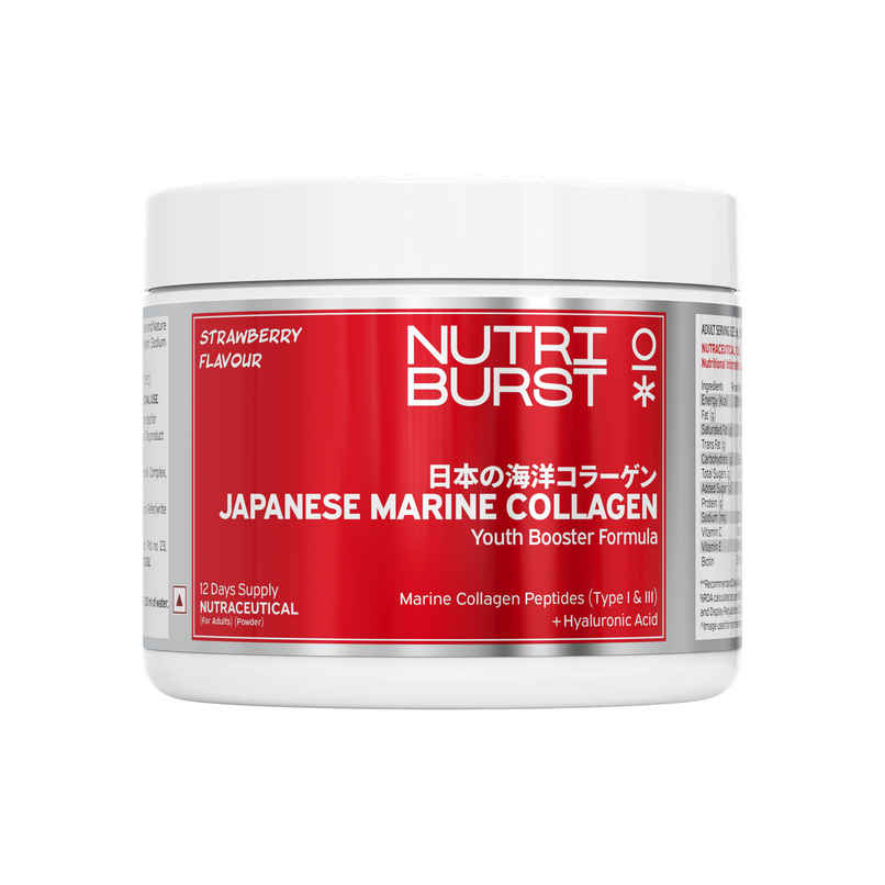 Nutriburst Pure Japanese Marine Collagen Peptides Supplement - Skin|Hair|Nails|Joints|Strawberry Nutriburst Pure Japanese Marine Collagen Peptides Supplement - Skin|Hair|Nails|Joints|Strawberry