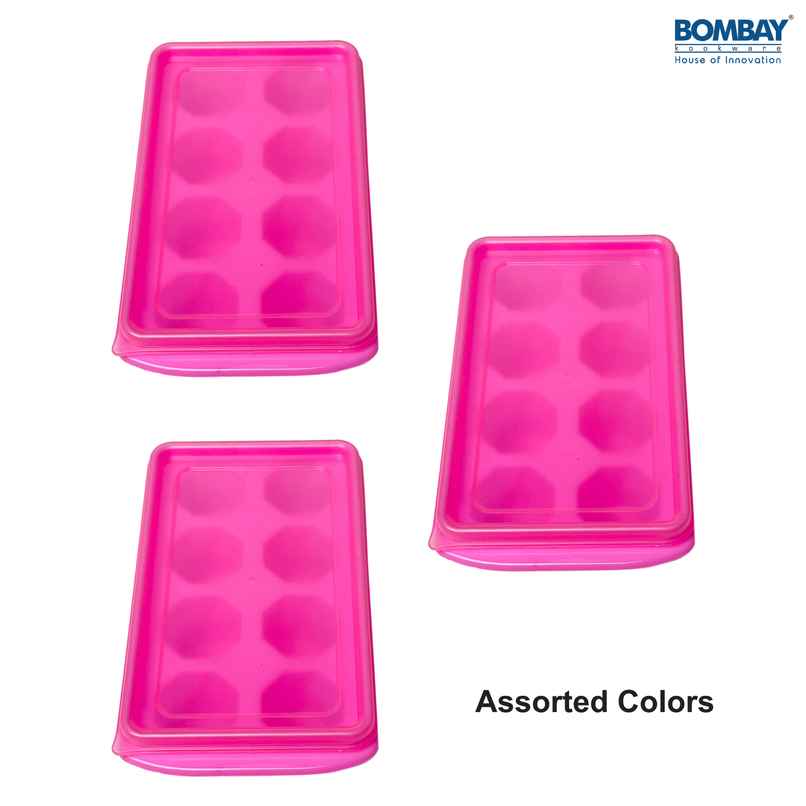 Bombay Kookware Ice Cube tray with Removable lid Plastic | Assorted