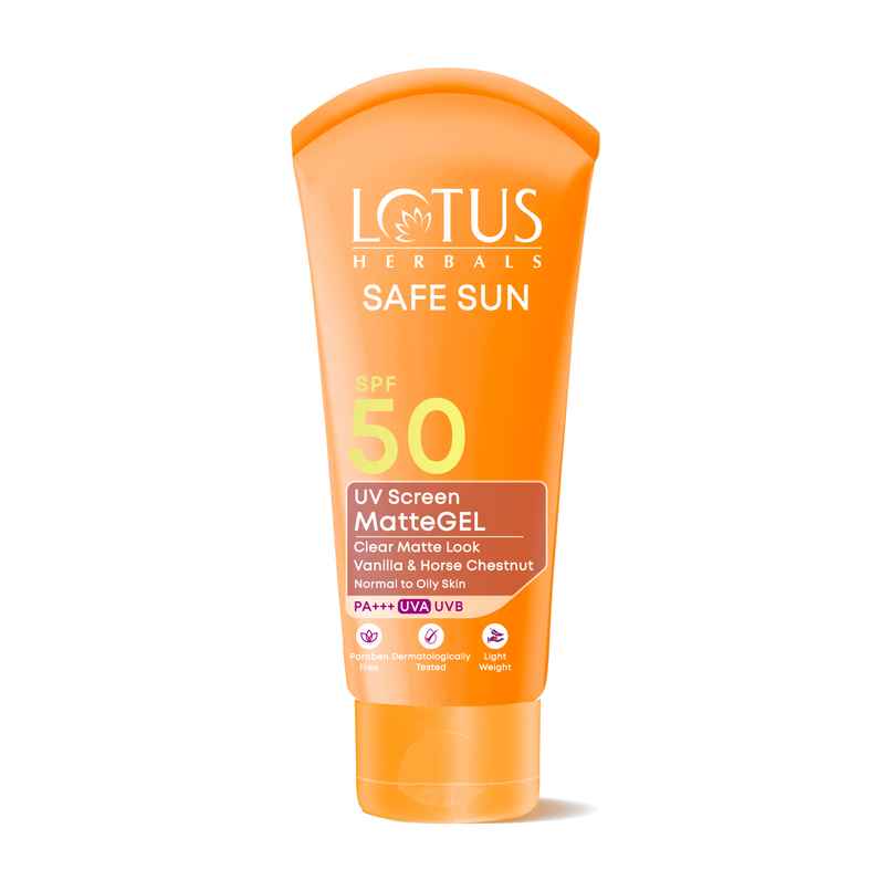 Lotus Herbals Safe Sun Uv Screen Mattegel Ultra Soothing Sunscreen PA+++ SPF 50 Matte Look Oil Control For Normal to Oily Skin