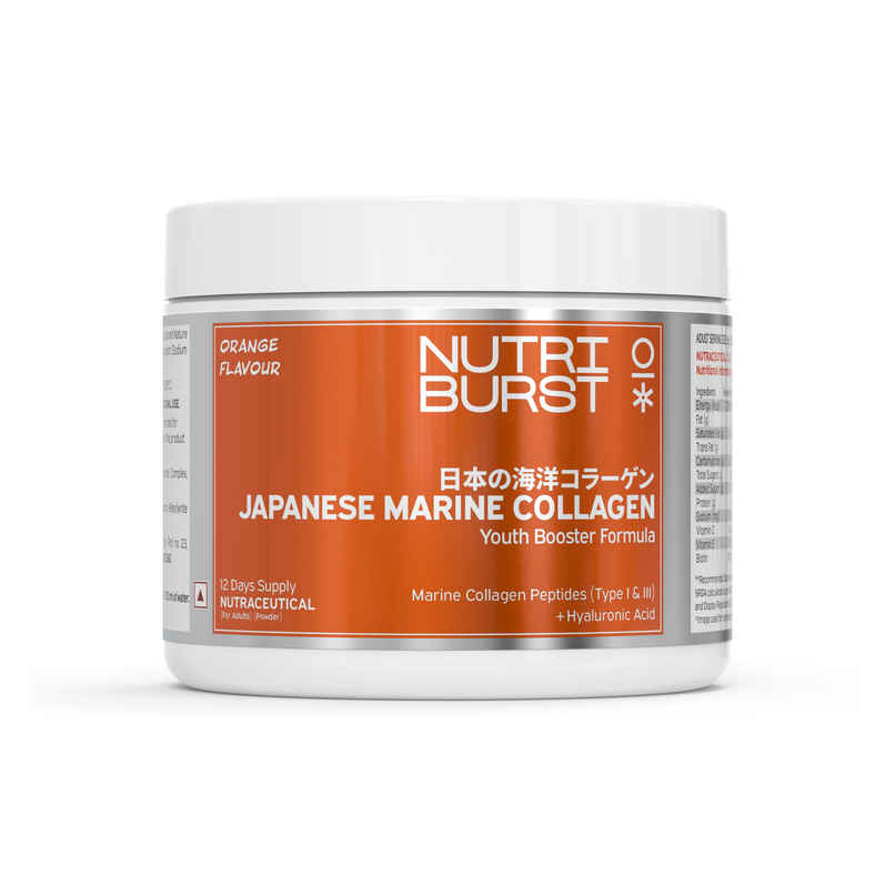 Nutriburst Pure Japanese Marine Collagen Peptides Supplement - Skin | Hair | Nails | Joints | Orange