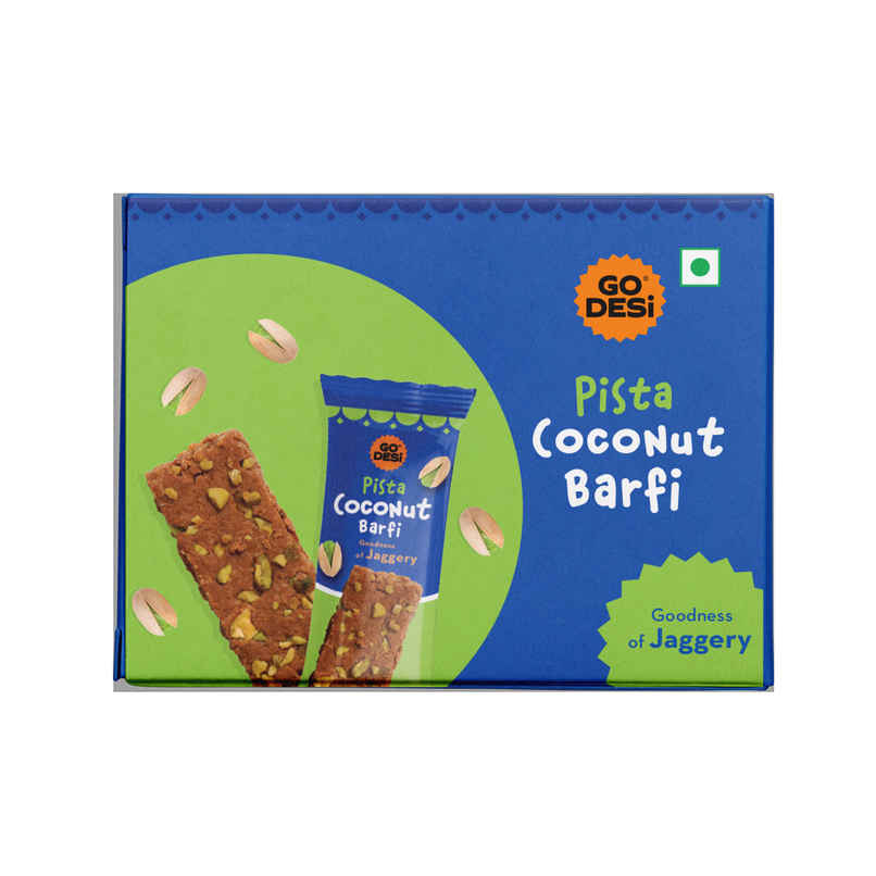 Pista Coconut Barfi, 8 Pcs | Burfi | Sweets | By GO DESi