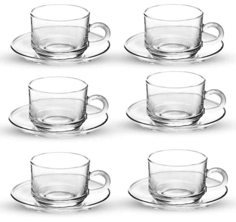 Treo By Milton Bistro Cup And Saucer, Transparent, Set Of 12 Treo By Milton Bistro Cup And Saucer, Transparent, Set Of 12