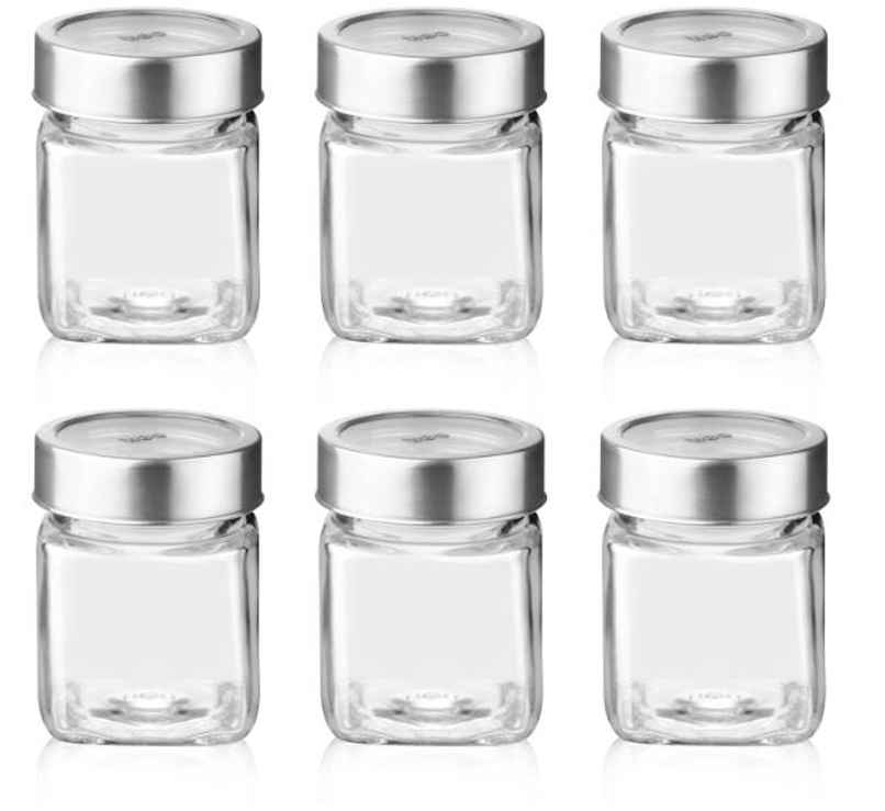 Treo By Milton Cube Storage Glass Jar Set (180 ml Each) 6Pc Treo By Milton Cube Storage Glass Jar Set (180 ml Each) 6Pc