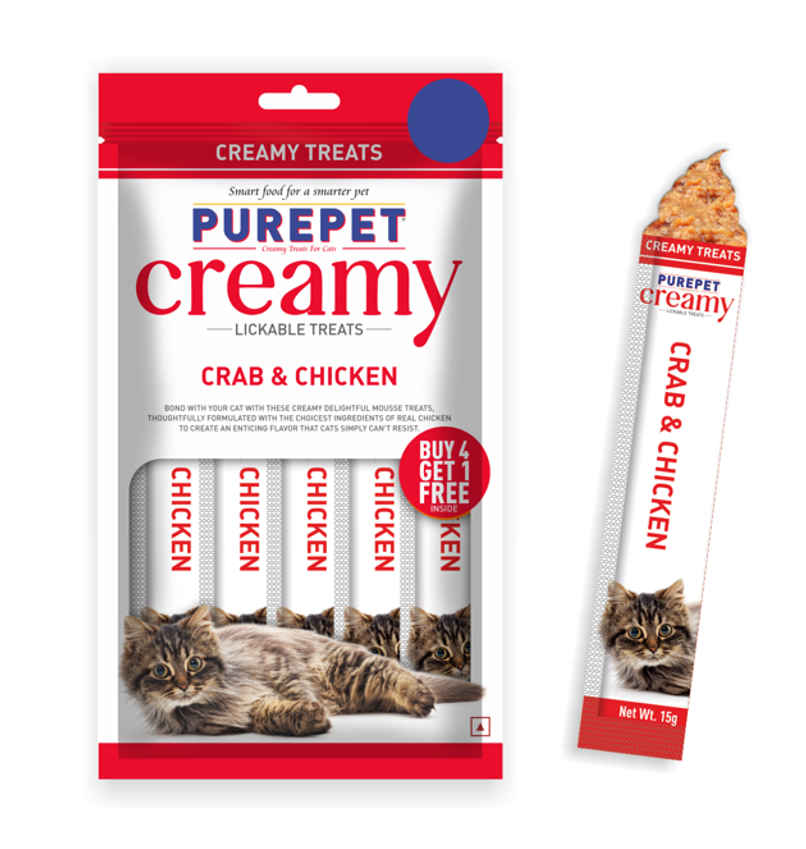 Purepet Creamy Cat Lickable Cat Treat - Crab & Chicken