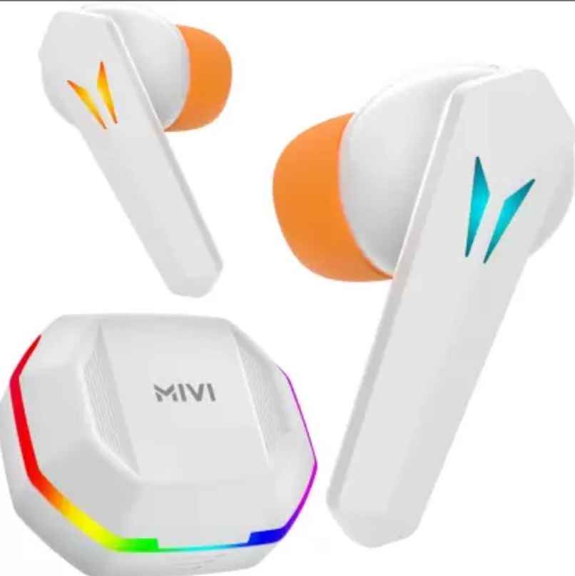 Mivi Commando X7, 35Ms Low Latency, 13Mm Bass, 50H Playtime, Dual Mic Ai ENC, Type-C, 5.3 Bluetooth - White
