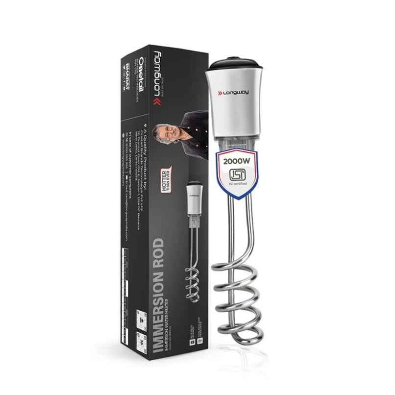 Longway LWIR01 2000W Immersion Heater | Waterproof, Shockproof | Fast Heating | ISI Certified |White