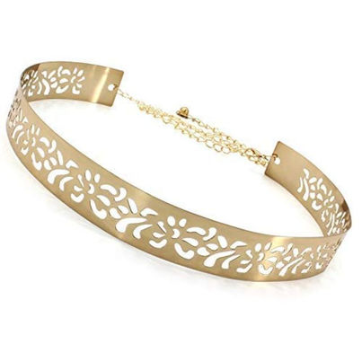 YouBella Jewellery Celebrity Inspired Adjustable Metal Plate Type Golden Kamarband Waist Belt (S-2)
