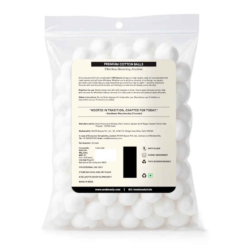 ENN Beauty Premium Cotton Balls Pure Soft Lint Free Highly Absorbent
