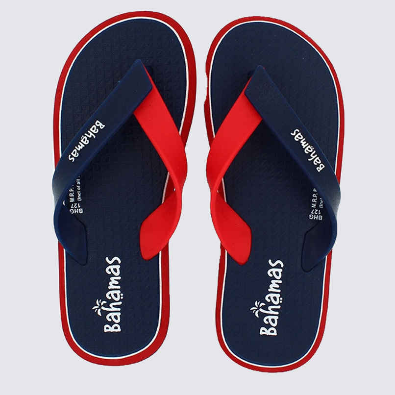 Bahamas Slippers BHG-127 Navy Blue Red For Men | 8 UK