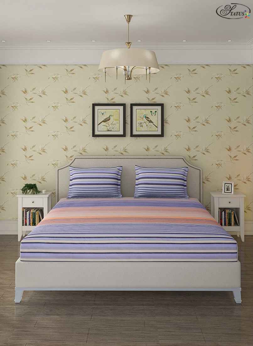 Status Value Double Bedsheet 200 cm X 220 cm Dsn 2 Multi Stripe