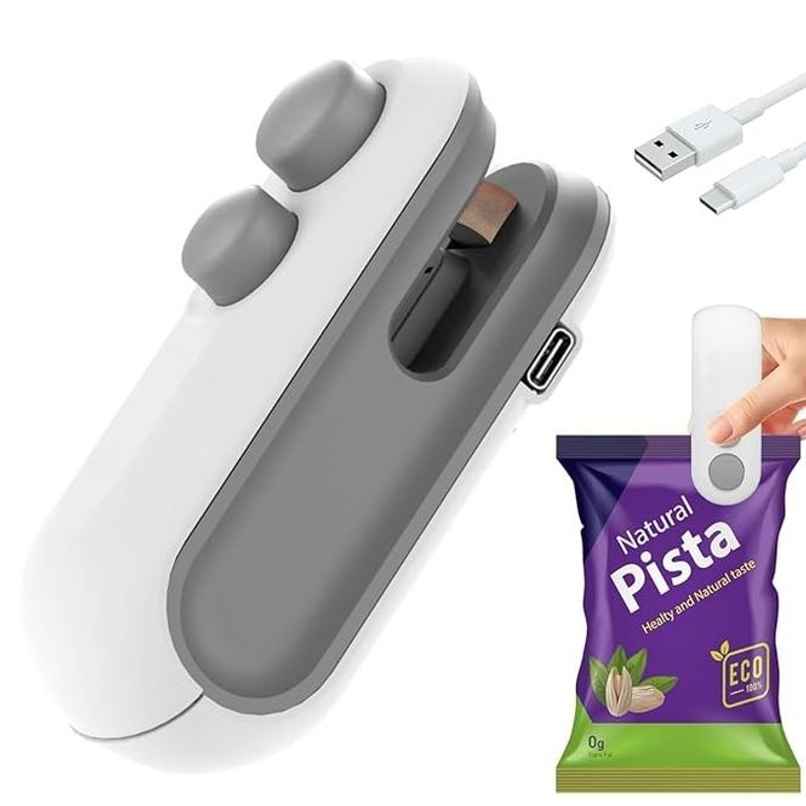 Basics IND - Portable Mini Sealing Machine Handheld Packet Sealer for Food, Snacks, Chips, Fresh Storage, Plastic Bag Sealing Machine Grey