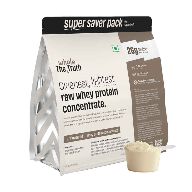The Whole Truth Unflavoured Whey Protein Concentrate | 26g Protein Per Scoop