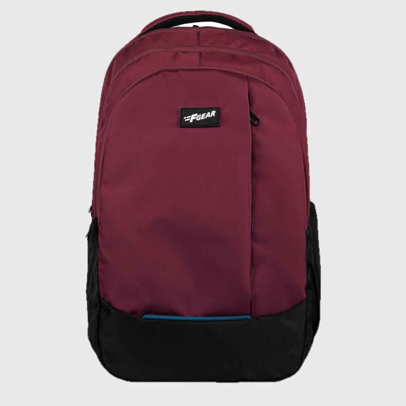 F Gear Unisex Solid Polyester 29 L Backpack | Black and Maroon