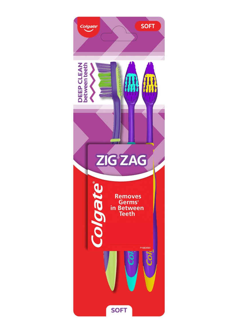 Colgate ZigZag Soft Bristle Toothbrush, Compact Brush Head for Deep & Complete Cleansing