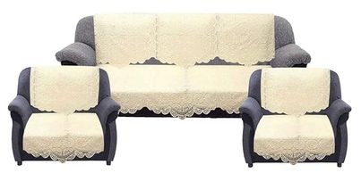 Kuber Industries Premium 5 Seater Sofa Cover | Chikankari Cotton Fabric | Cream Kuber Industries Premium 5 Seater Sofa Cover | Chikankari Cotton Fabric | Cream