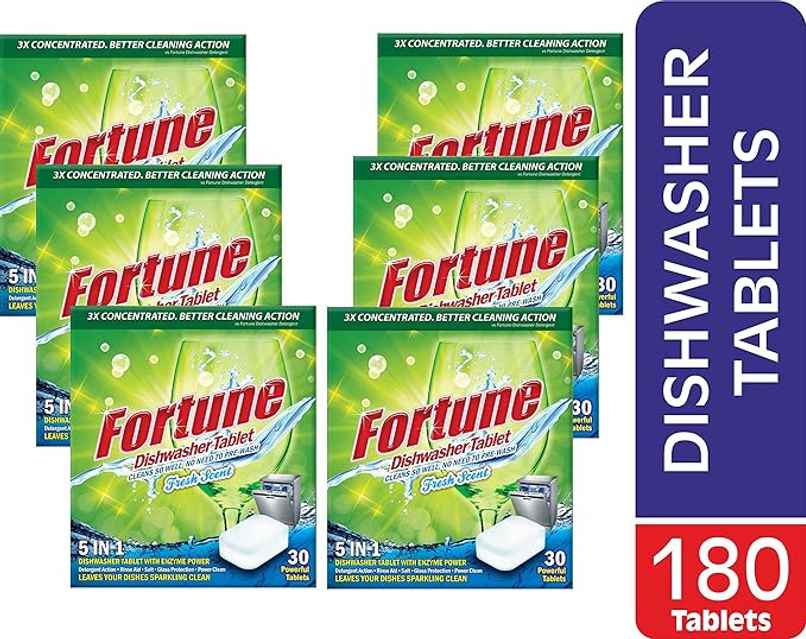 Fortune Dishwasher Tablets, 5 in 1 Action, Fresh Scent