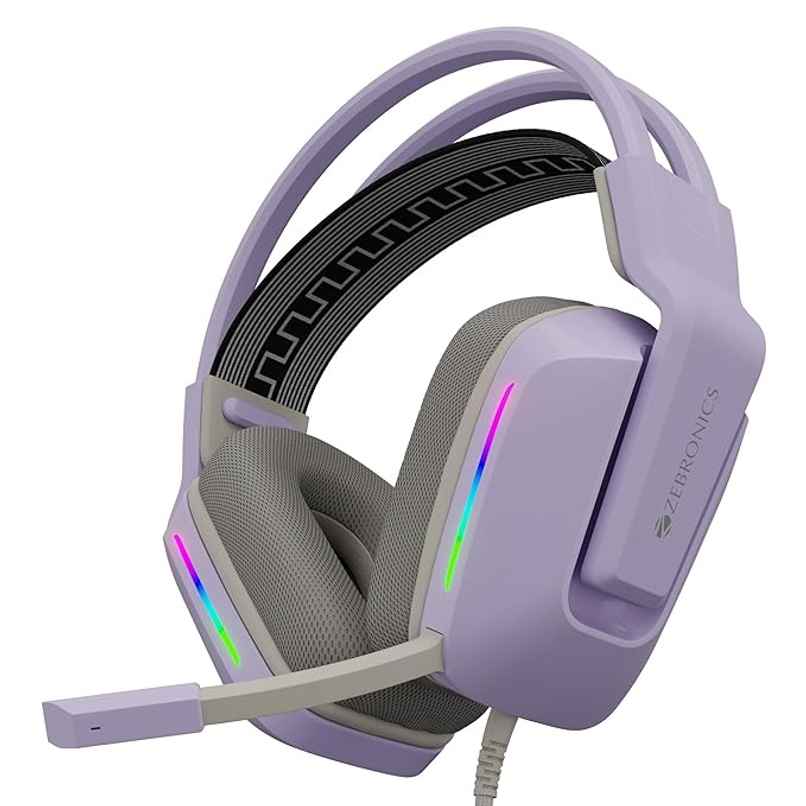Zebronics Havoc Premium Gaming Over Ear Wired Headphone With Dolby Atmos Subscription (White)