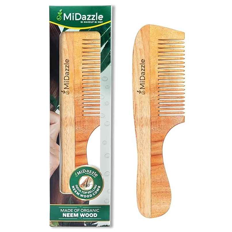 Midazzle Organic Kacchi Neem Wooden Grooming Comb Handle |MINC2106
