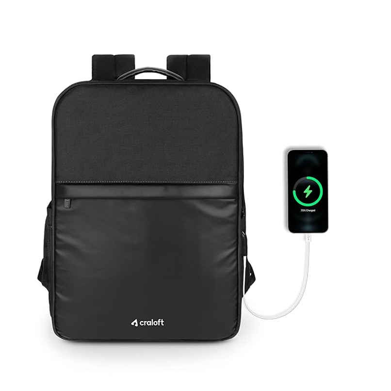 Craloft 21L Laptop Backpack Bag Upto 15.6 - 16 Inch, USB-C & Rain Cover Office & Travel Use for Men