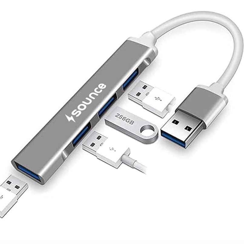 Sounce 4-Port USB 3.0 Hub with Aluminium Shell For Pc-Macbook-Mac Pro-iMac-Surface Pro | Grey Sounce 4-Port USB 3.0 Hub with Aluminium Shell For Pc-Macbook-Mac Pro-iMac-Surface Pro | Grey