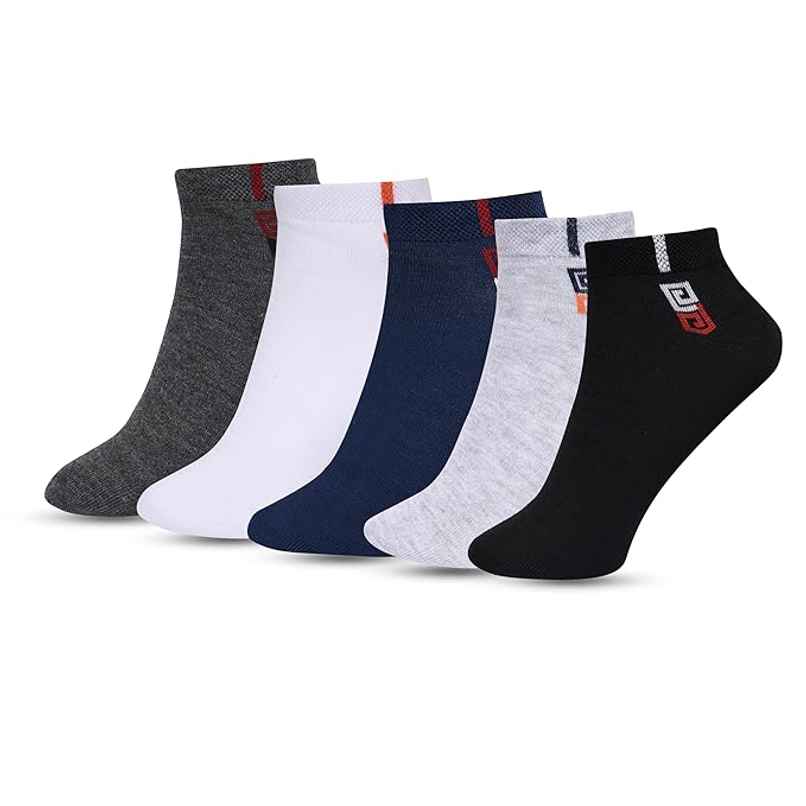 Luxrio Men's Solid Ankle Length Cotton Socks | SCK-12-5-PK-ANKL | Multicolour - Free Size