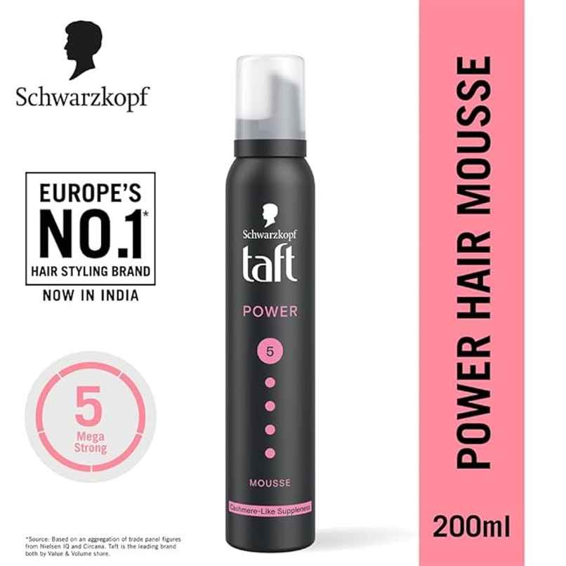 Schwarzkopf Taft Hair Mousse Power Hold 5 | Cashmere-Like Suppleness | Dry & Damaged Hair Schwarzkopf Taft Hair Mousse Power Hold 5 | Cashmere-Like Suppleness | Dry & Damaged Hair