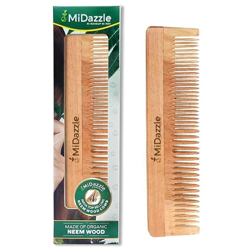 Midazzle Organic Kacchi Neem Wooden Grooming Comb 2in1 |MINC2105