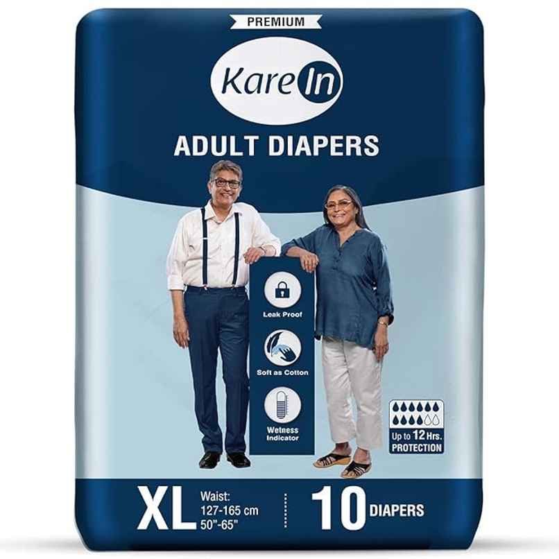 Kare In Premium Adult Diapers | Extra Large - Waist Size 127-165 cm