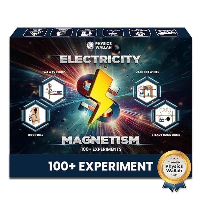 Physics Wallah Curious Jr. Electricity & Magnetism Science Projects Kit | Multicolor