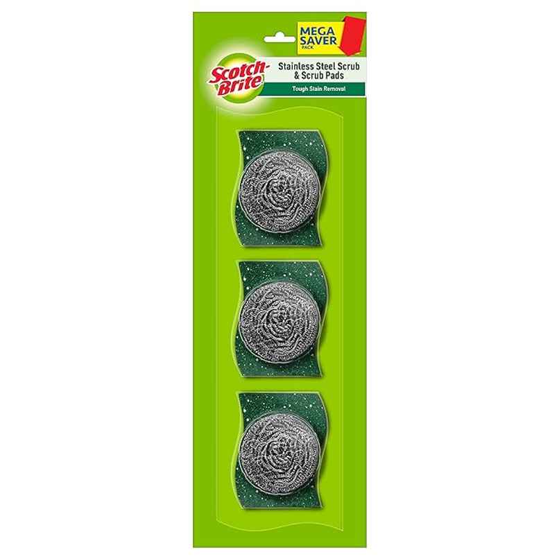 Scotch Brite Stainless Steel Scrub and Pads - Pack of 3