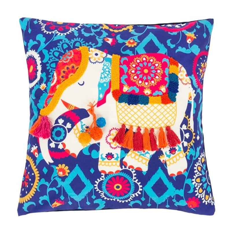 Chumbak Carnival Elephant Tassel Cushion Cover Chumbak Carnival Elephant Tassel Cushion Cover