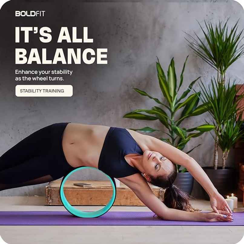 BOLDFIT Yoga Wheel | Stretching, Back Bends, Exercise Roller, Yoga Accessory for Home Workout |Blue