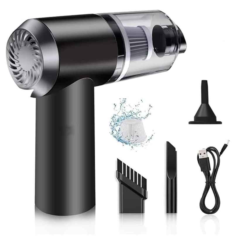 Basics IND 3 IN 1 Portable Car Vacuum Cleaner with Blower |15 Watt, USB Rechargeable Wireless Handheld Car Vacuum Cleaner - Black