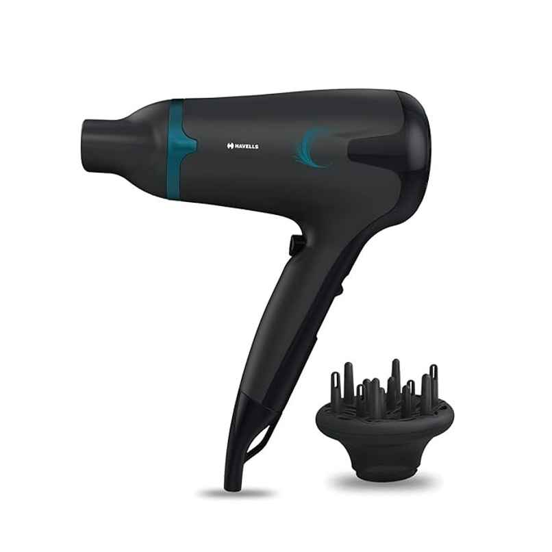 Havells 1700W 2-In-1 Hair Dryer With Diffuser & Thin Concentrator,Midnight Black