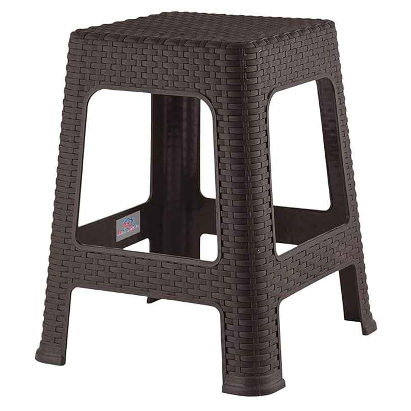 Kuber Industries Plastic Sitting Stool for Indoor Or Outdoor|Home & Garden|Brown