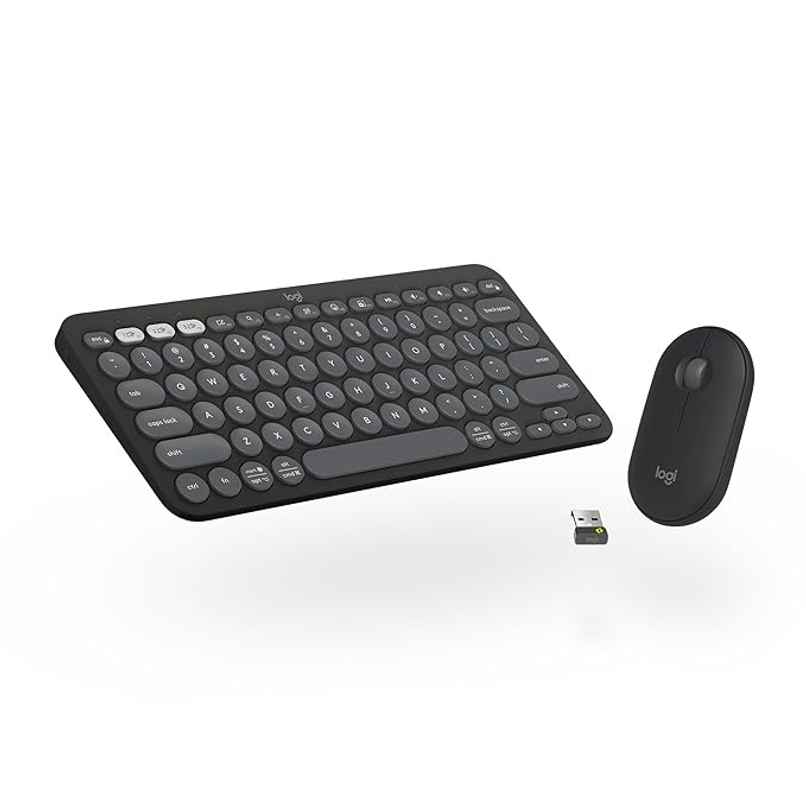 Logitech Pebble 2 Combo Wireless Keyboard And Mouse Quiet And Portable Tonal Graphite