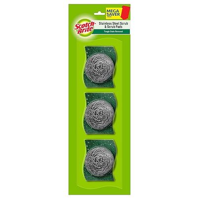 Scotch Brite Stainless Steel Scrub and Pads - Pack of 3