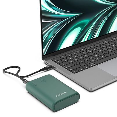 Ambrane 45W Fast Charging Powerbank For Macbook & Type C Laptops, 15000 mAh (Powerlit 45, Green)