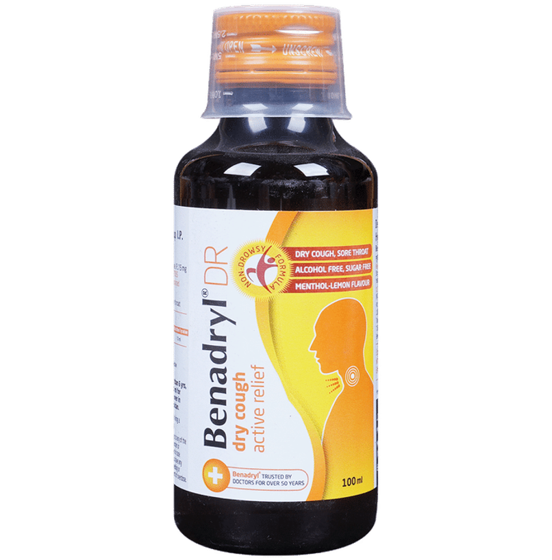 Benadryl DR Menthol-Lemon Flavour Alcohol & Sugar Free Syrup Benadryl DR Menthol-Lemon Flavour Alcohol & Sugar Free Syrup