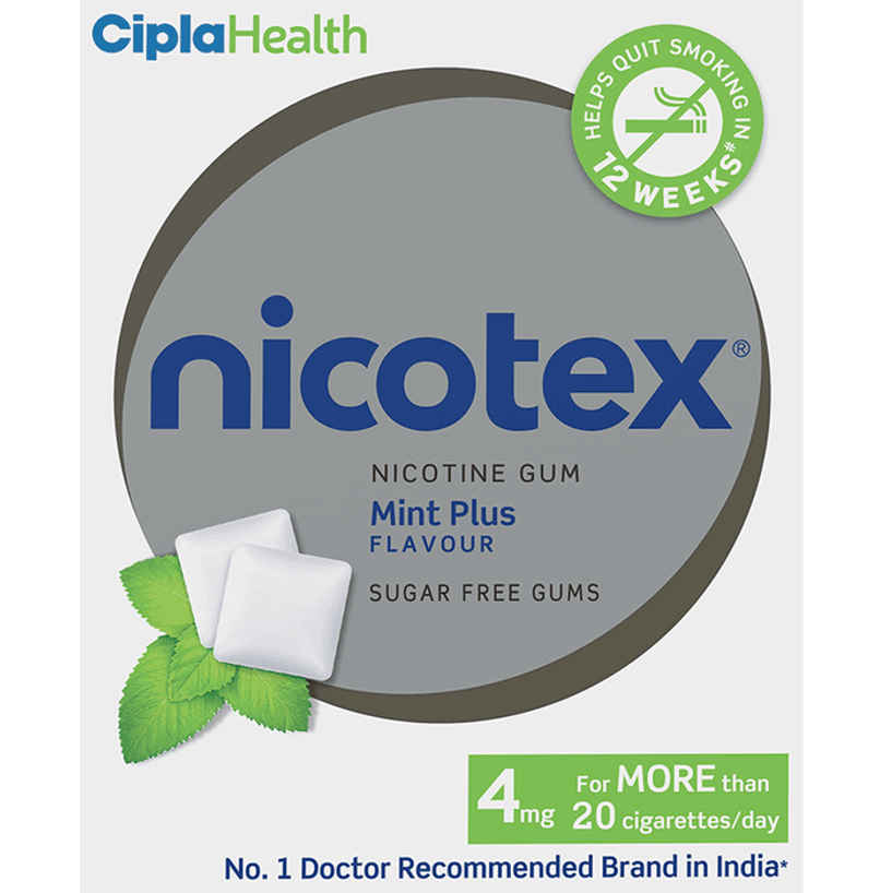 Nicotex 4mg Mint Plus Flavour Sugar Free Chewing Gum