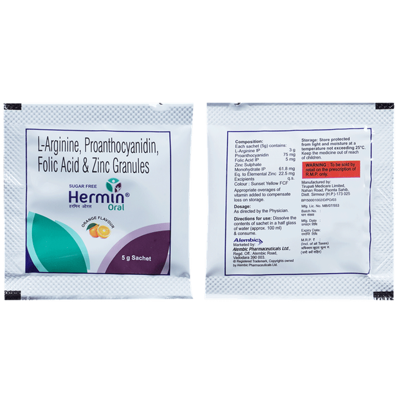 Hermin Orange Flavour Sugar Free Oral Sachet Hermin Orange Flavour Sugar Free Oral Sachet