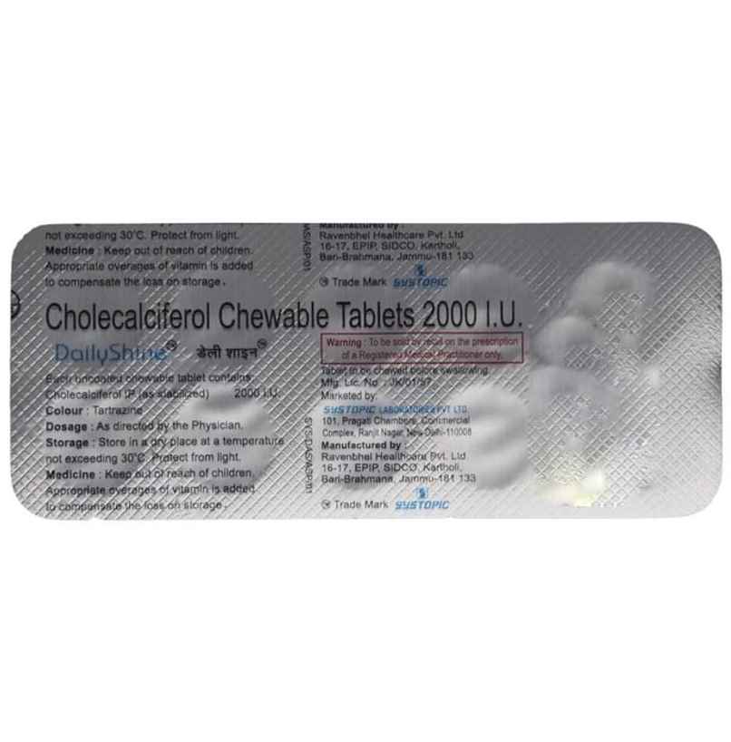 Dailyshine 2000IU Pineapple Flavour Sugar Free Tablet